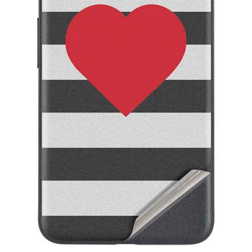 Black And White Striped Heart Google Pixel 5 Skin